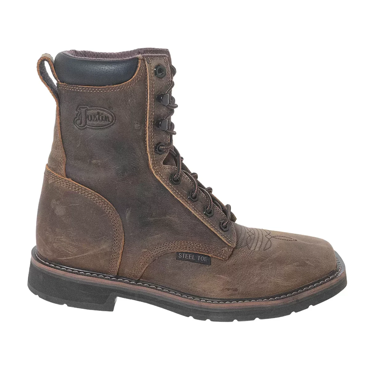 Justin Pulley 8" Steel Toe Work Boots - Men's