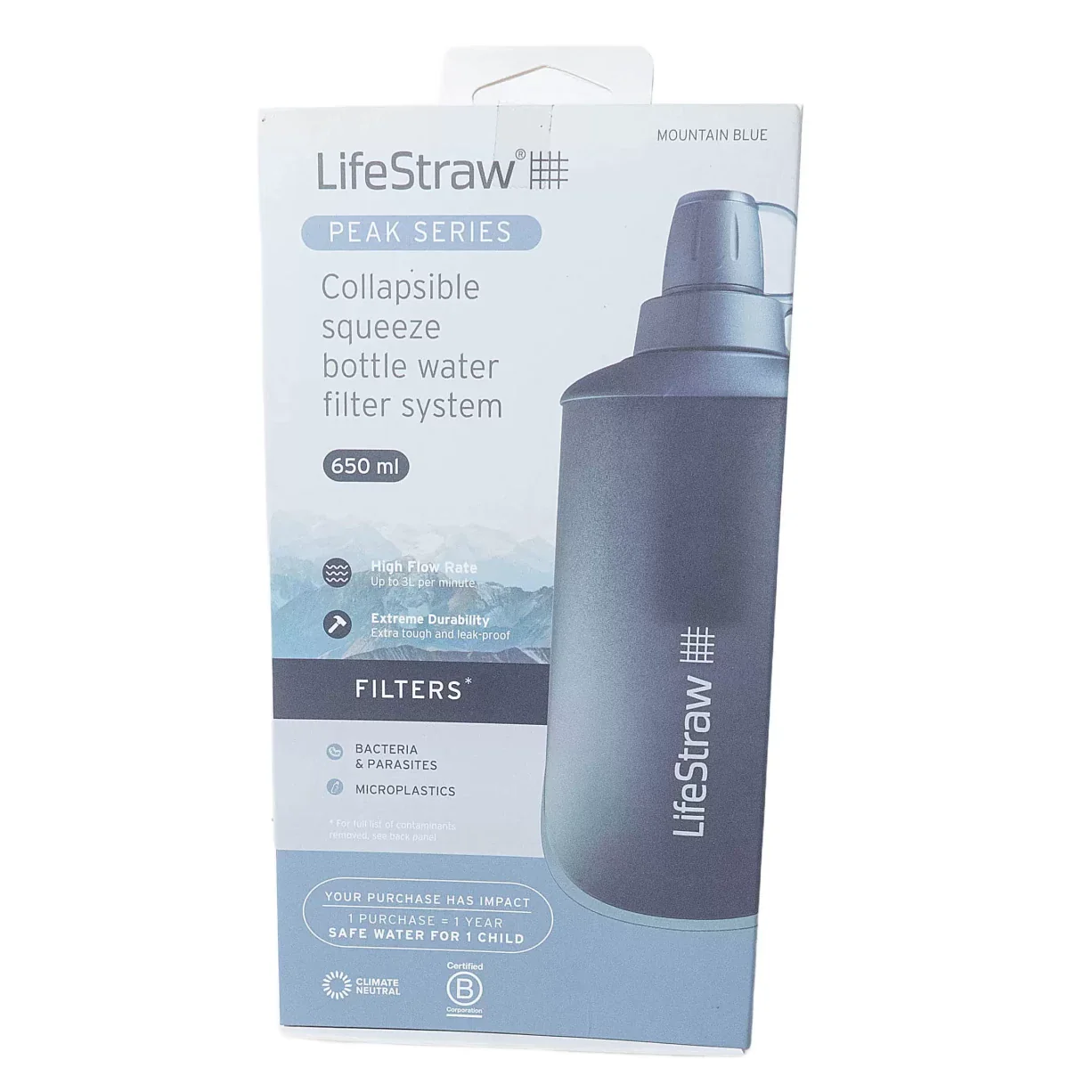 LifeStraw Peak Series Collapsible 650ml Squeeze Bottle With Filter
